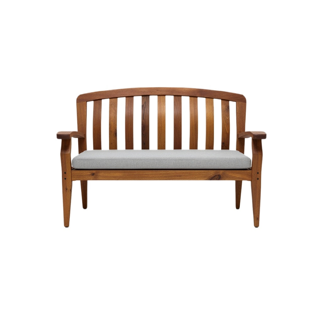 Modern Wooden Sofa with Cushioned Seat and Slatted Backrest